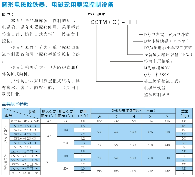 圓形電磁除鐵、電磁輪用整流控制設(shè)備